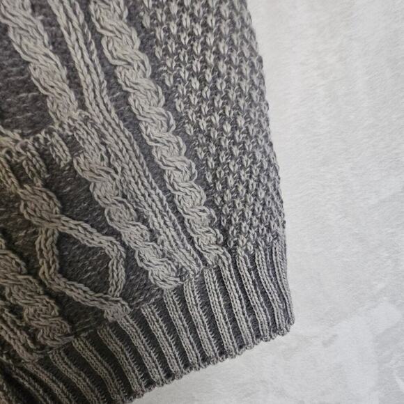 Aaron Craft NWT L Gray 100% Merino Wool Buttondown Grandpa VibeSweater Fisherman - Picture 11 of 16